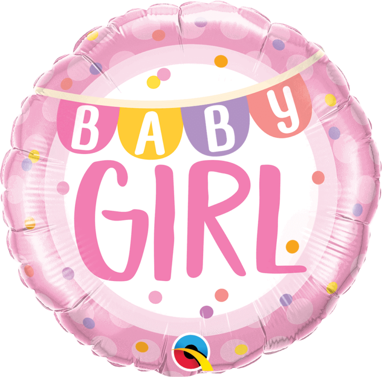 [Baby Shower] 18inch Baby Girl Banner & Dots Foil Balloon Customised