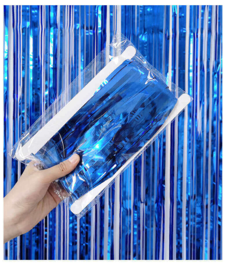 Party Tinsel Curtain Backdrop – Metallic Royal Blue - Customised Helium ...