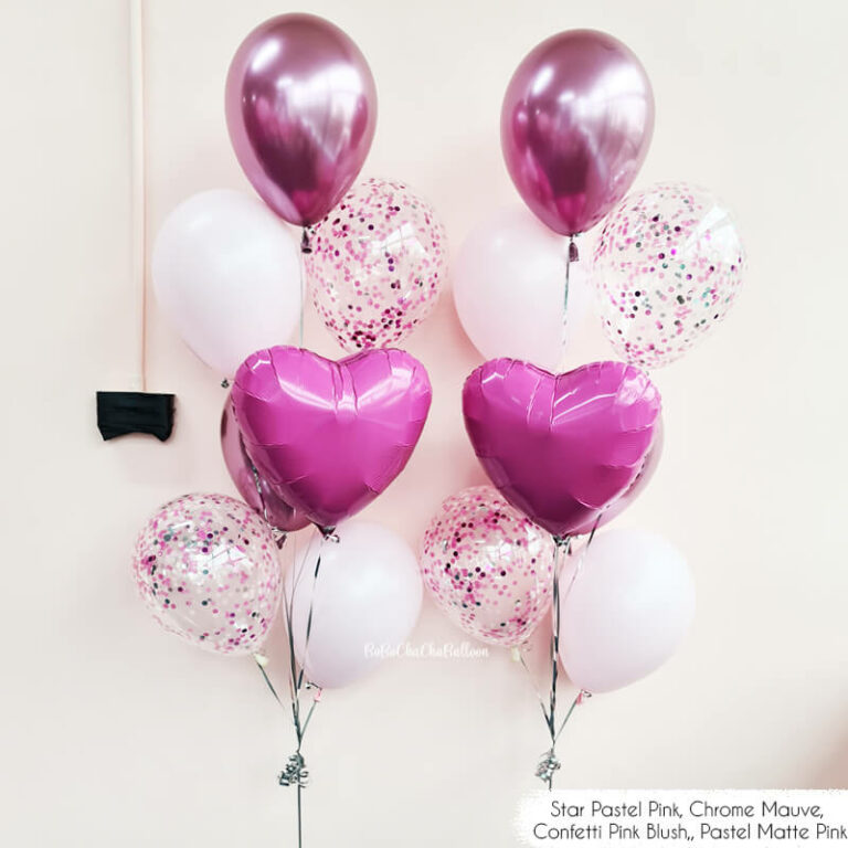 Mixed Chrome & Confetti Balloon Bouquet 7 Balloons Customised