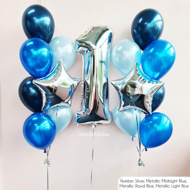 Mixed Balloon Bouquet With Single Number Balloon Customised Helium