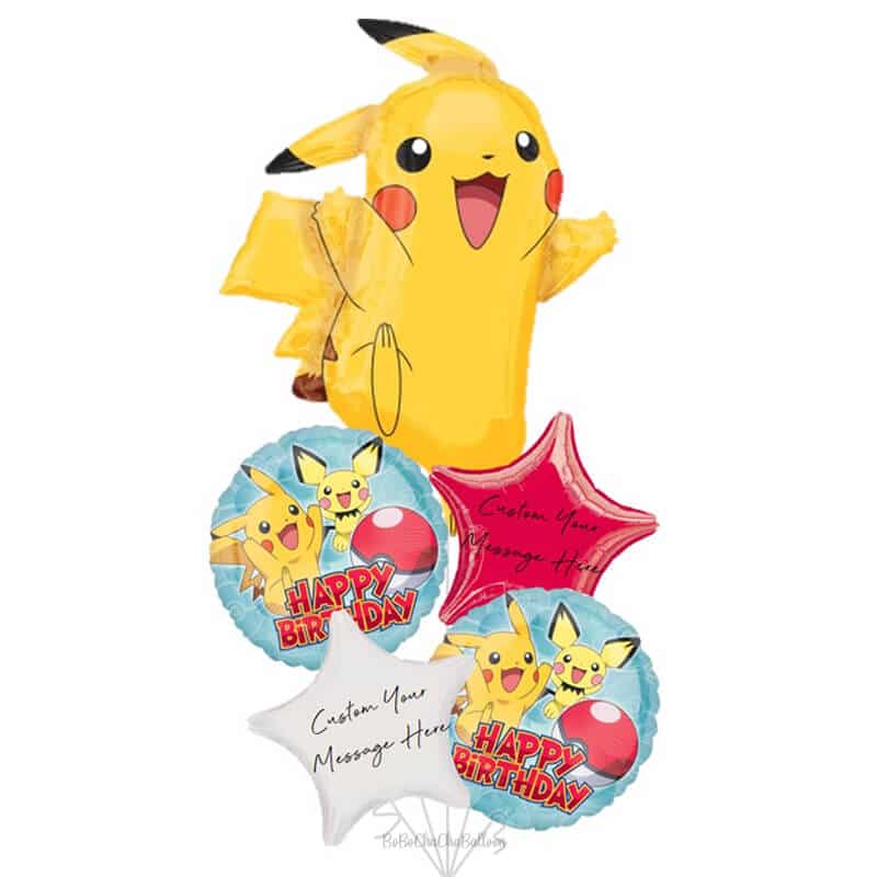 Bouquet pour Ballon Joyeux Anniversaire Pokémon Pikachu (rempli d