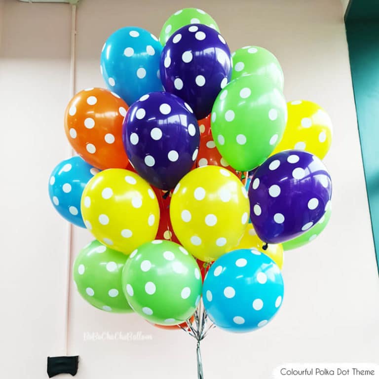 [Helium Balloon Bundle] Rainbow Polka Dots Customised Helium