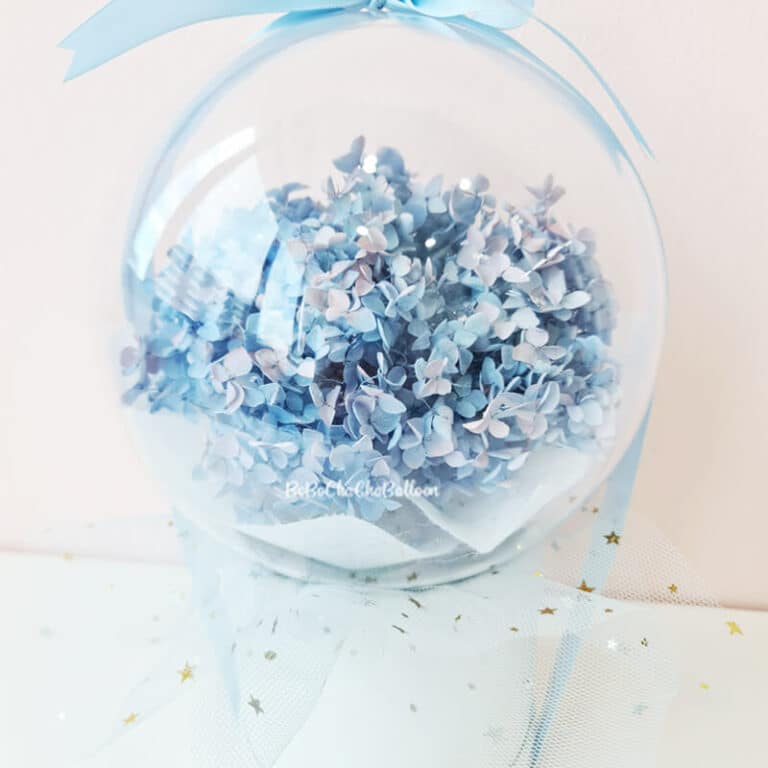 [Flower Balloon Bloombox] - Blue Pink Gradient Preserved Hydrangea ...