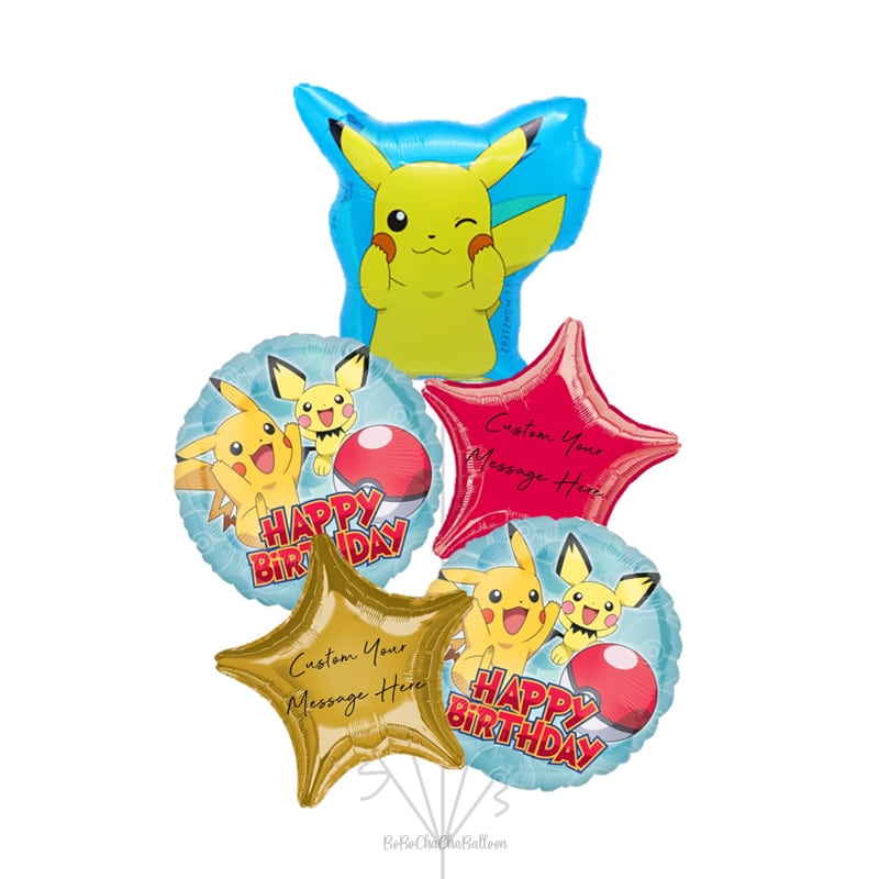 Pokémon - Pikachu - Set de Ballon - Happy anniversaire - 5 pièces - Ballon  à l'hélium