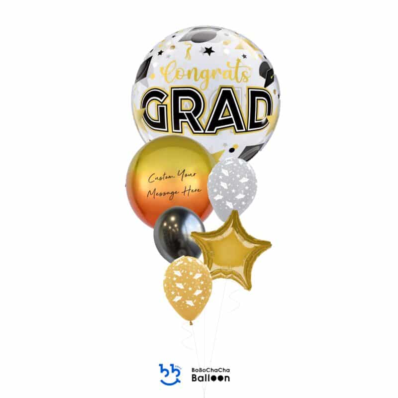 [Graduation] Congrats Grad Star & Dots Orbz Mixed Balloon Bouquet (6pcs)