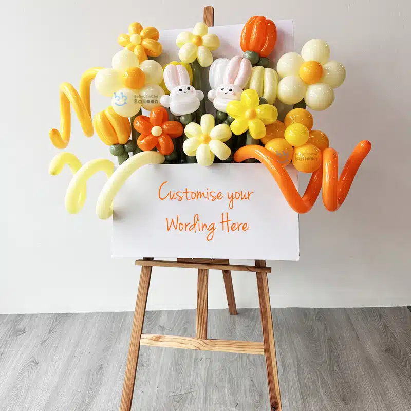 [Personalised Welcome Board] with Bunny Flower theme (18pcs)