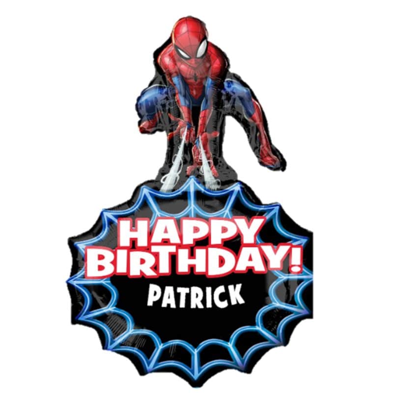 [Spiderman] 34inch Happy Birthday Spider-Man Personalized Foil Balloon – with Stickers included