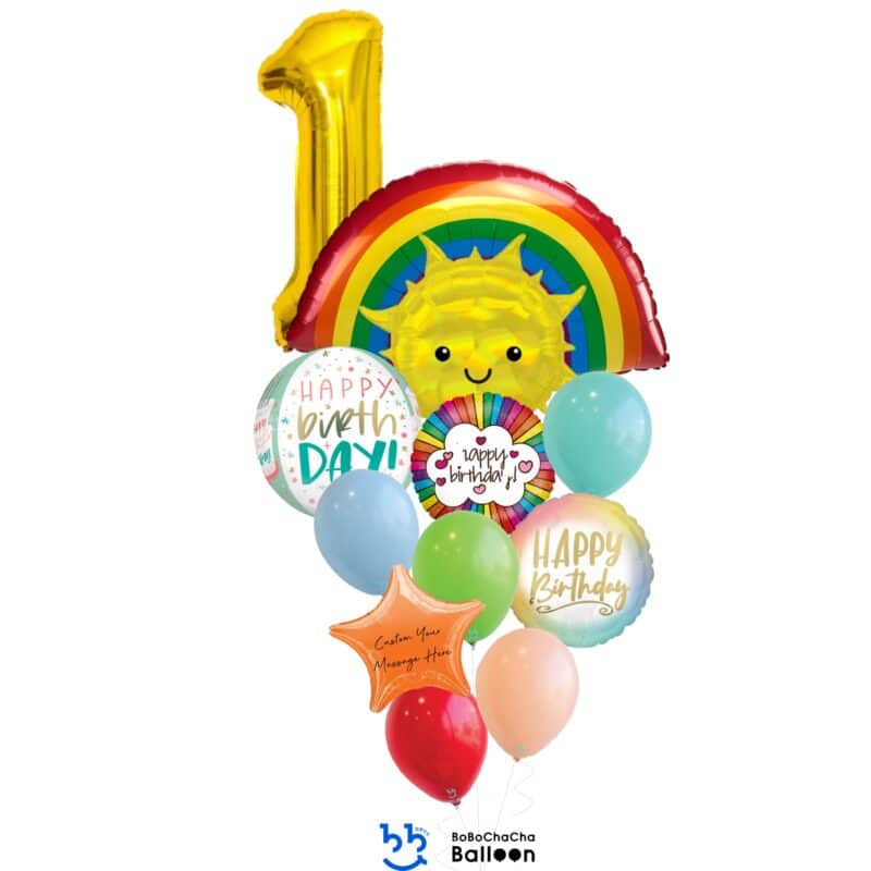 [Birthday] HAPPY BIRTHDAY  Rainbow Giant Mixed Balloons Bouquet (12pcs)