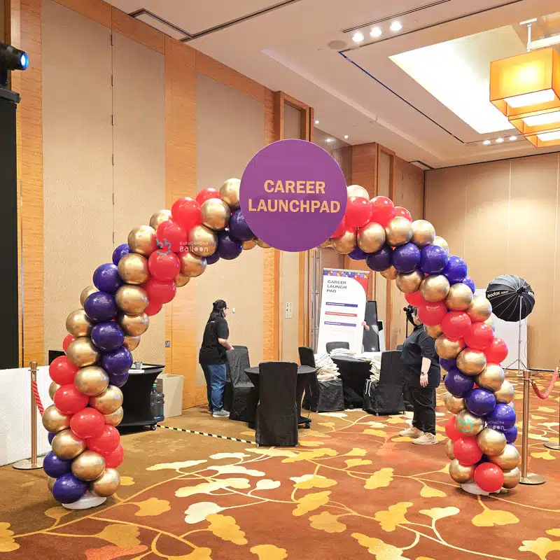 [Balloon Arch] Regular Spiral Color with Signage Board Design