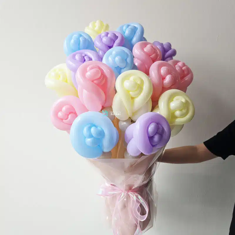 [Flower Balloon Sculpture] - Wrapped Floral Fantasy Roses