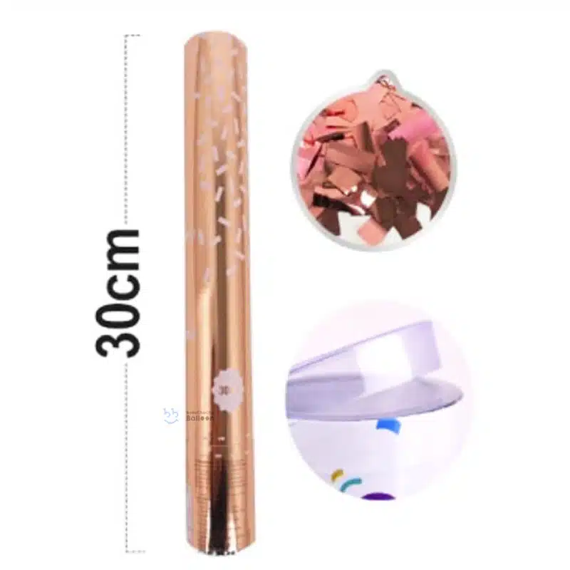 Party Popper - Metallic Rose Gold Strip Confetti Tube 30cm