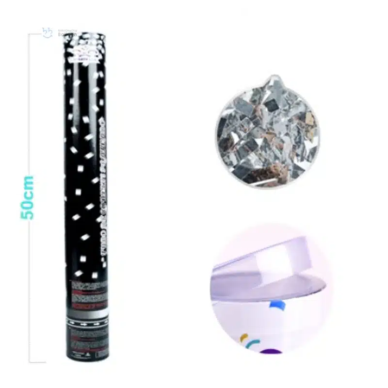 Party Popper - Metallic Silver Confetti Tube 30cm / 50cm