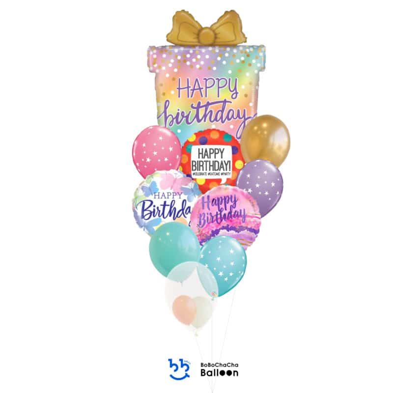 [Birthday] HAPPY BIRTHDAY Opal Present Large Mixed Balloons Bouquet (10pcs)