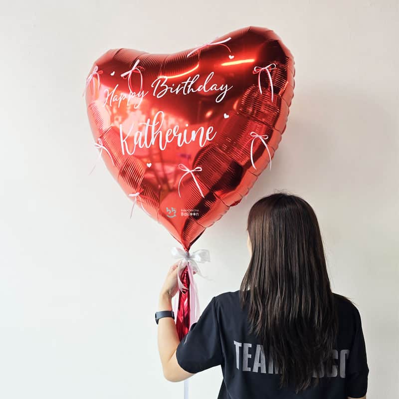 32 Inch Metallic Heart Foil Balloon - Red