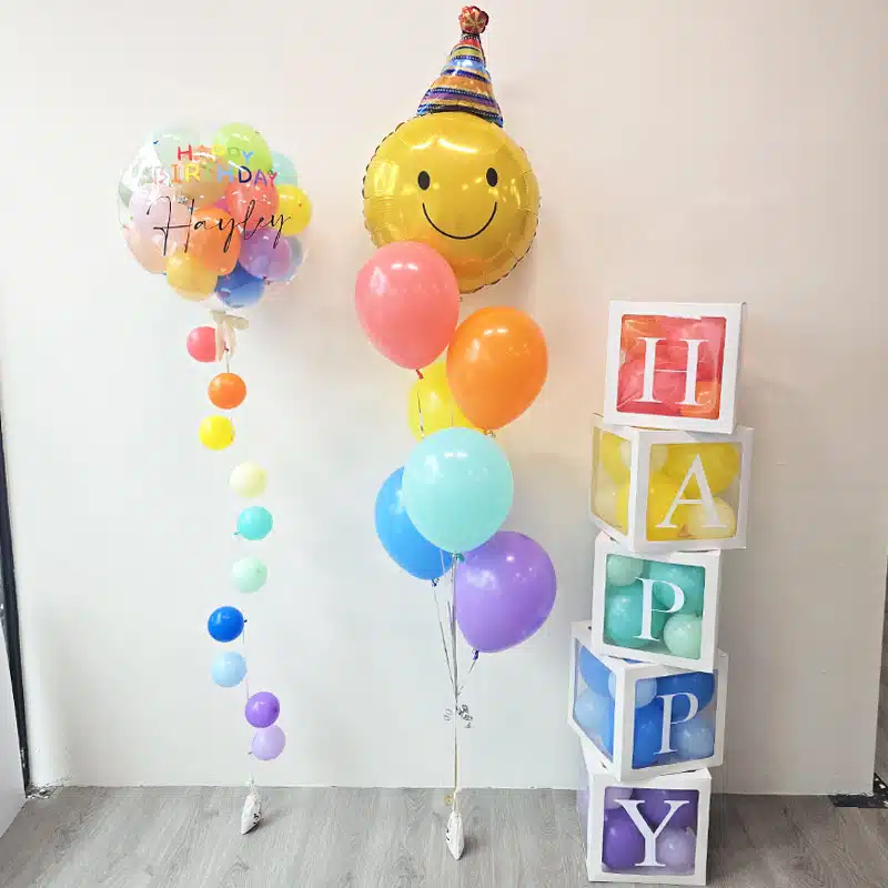 Smiley Happy Birthday Balloon Set (3-in-1 Colorful Party Bundle)