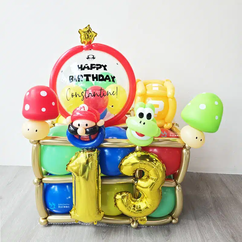 Balloon Stand - Super Mario Bros. theme with Personalised Balloons