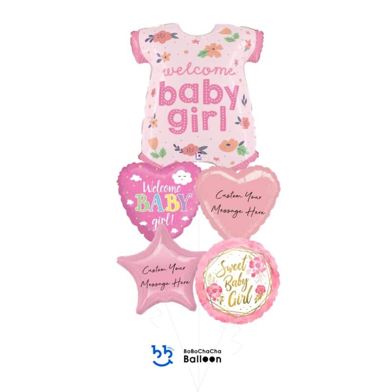 [Baby Shower] Baby Girl Onesie Foil Balloon Bouquet