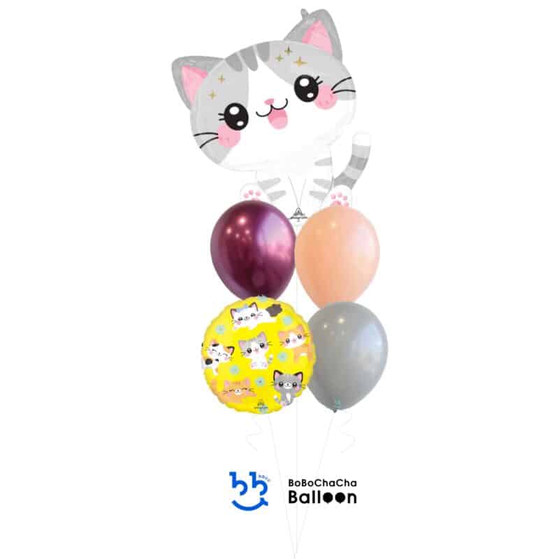 [Animal] Kawaii Kitty Mixed Balloon Bouquet (5pcs)