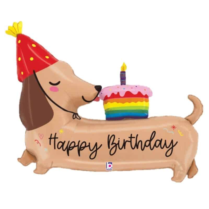 [Animal] 43inch Happy Birthday Dachshund Foil Balloons