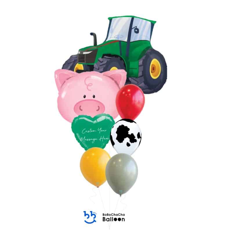 [Transportation] Farm Tractor Mixed Foil Bouquet Balloon (7pcs)