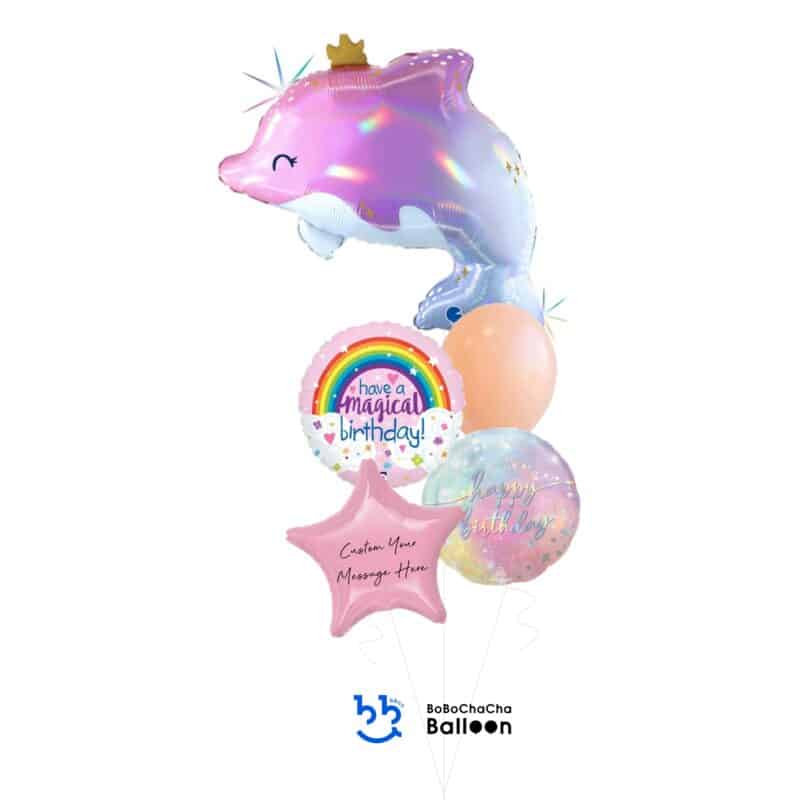 [Under The Sea] Glowy Dolphin Mixed Balloon Bouquet (5pcs)