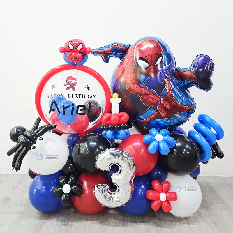 Balloon Stand - Spiderman theme with Personalised Balloons