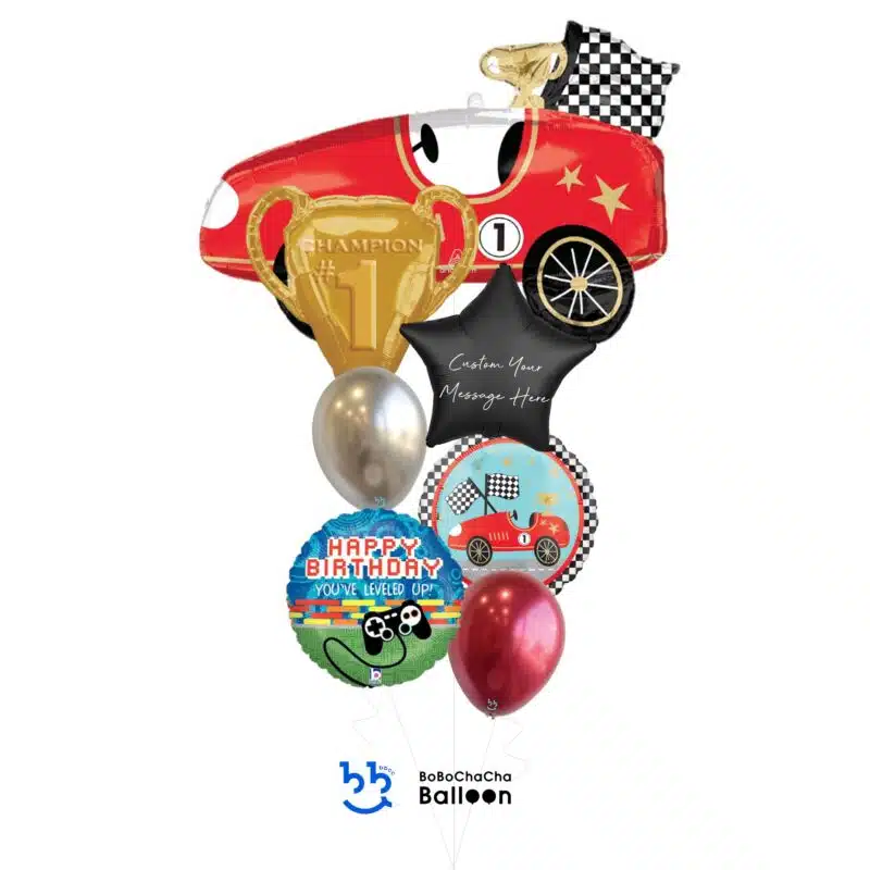 [Transpprtation]  Race Car Champion #1 Mixed Balloons Bouquet (7pcs)