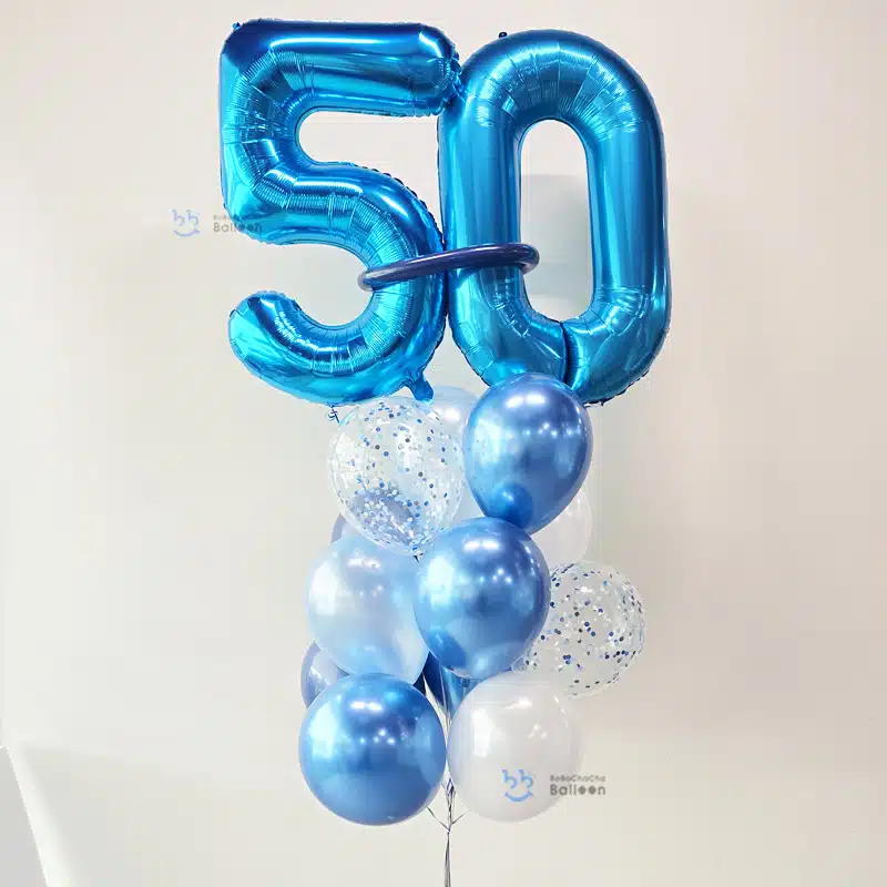 Jumbo Chrome Mixed Balloon Bouquet - With Double Number Balloons (20pcs)