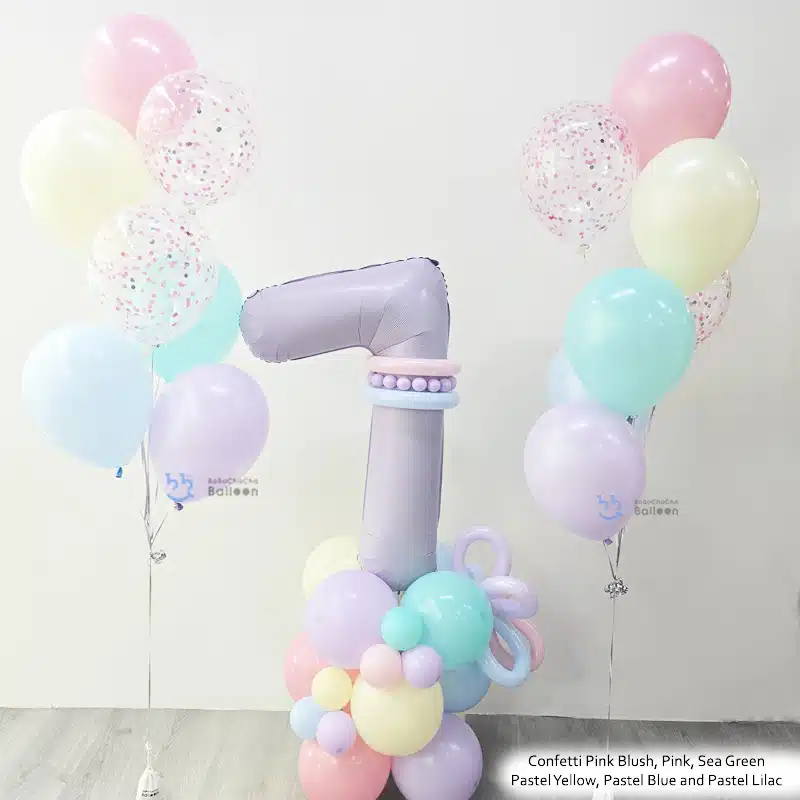 Confetti & Standard Balloon Garland – Single Number