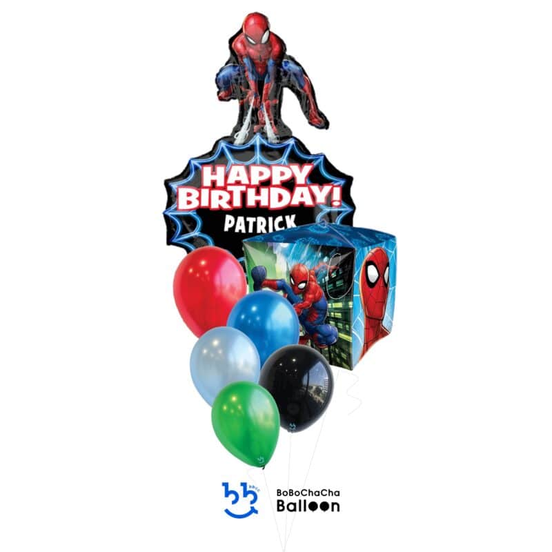 [Spiderman] Happy Birthday Spider-Man Personalized Foil Balloon Bouquet