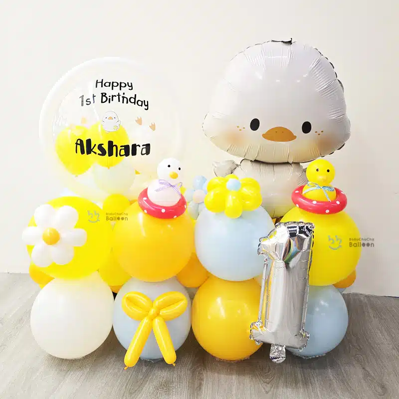 Balloon Stand - Duck theme with Personalised Balloons