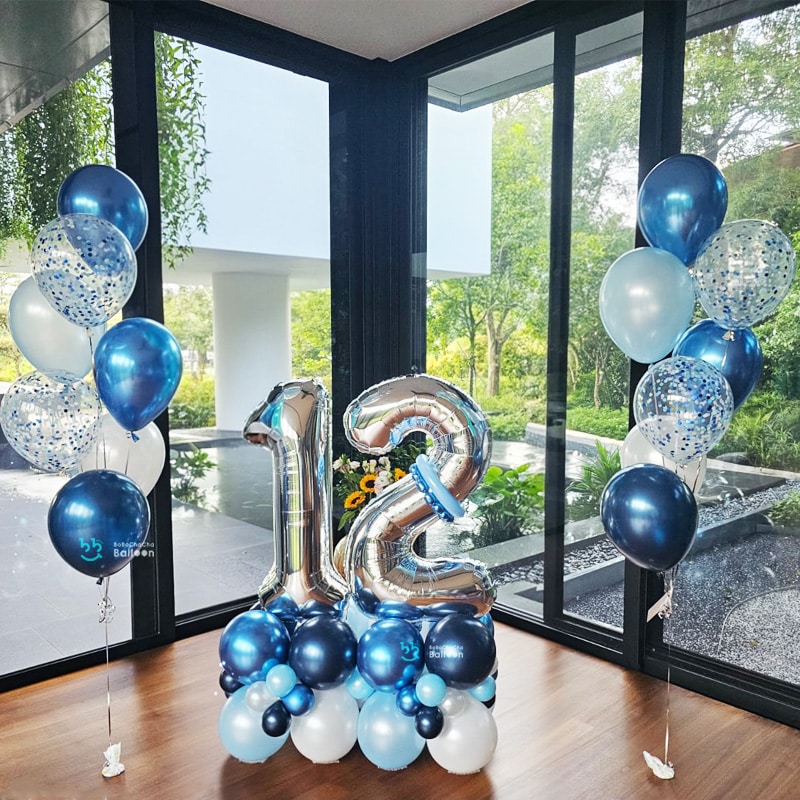 Chrome & Confetti Balloon Stand - Double Numbers