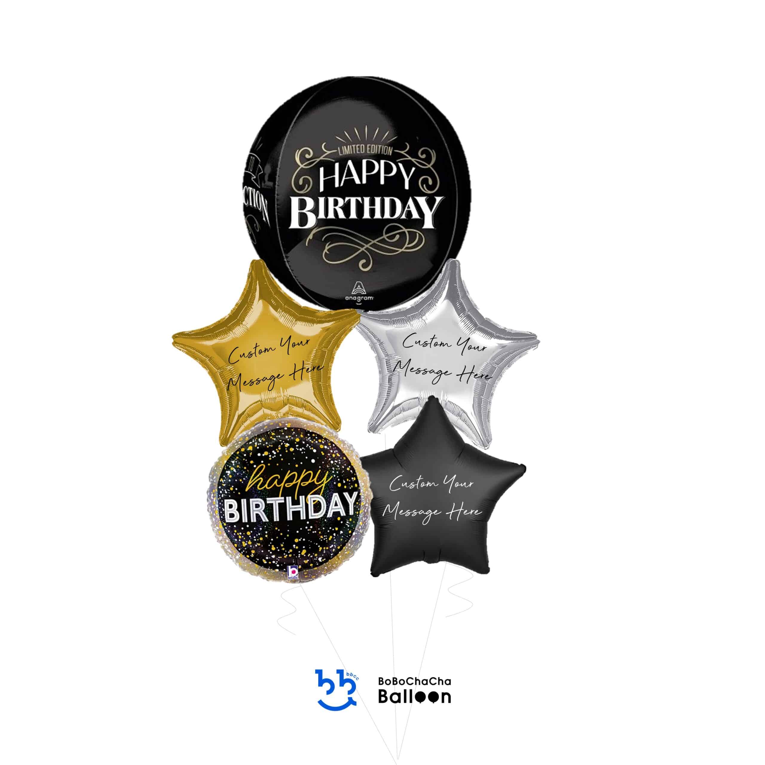 [Birthday] HAPPY BIRTHDAY Orbz Foil Balloon Bouquet (5pcs) - Customised ...