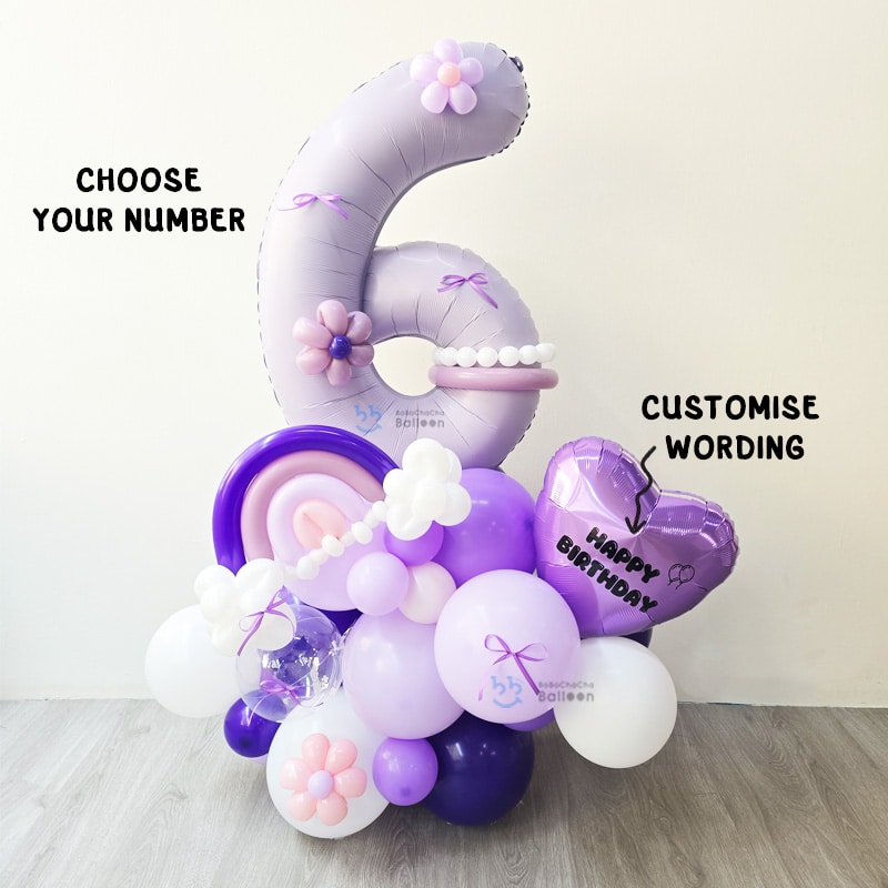 Number Balloon Stand - Lilac Rainbow Bliss