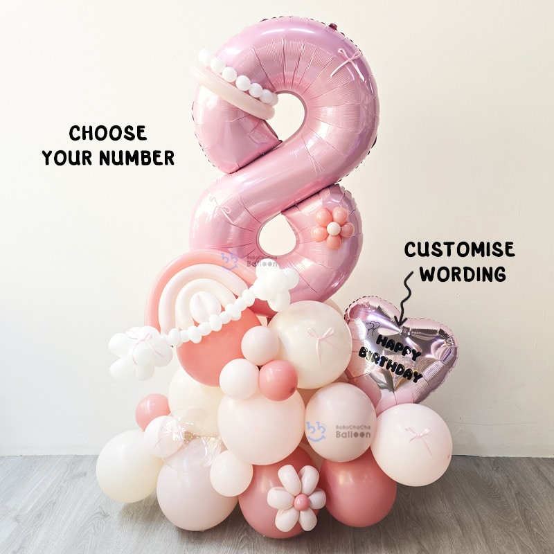 Number Balloon Stand - Sweet Pastel Pink