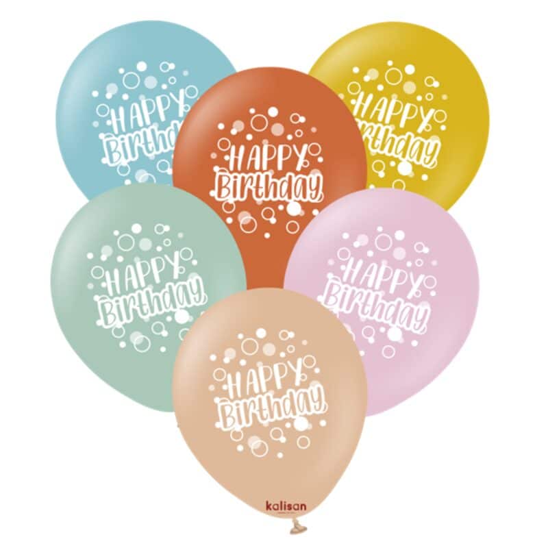12inch Happy Birthday Bubble Latex Balloon (Helium Inflated)