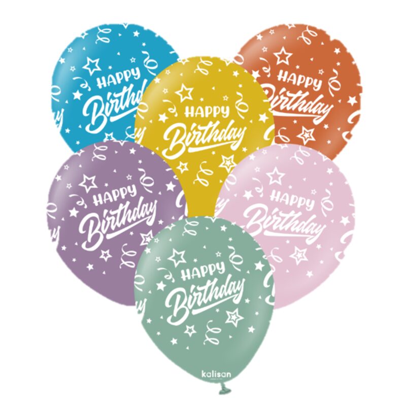 12inch Happy Birthday Confetti Latex Balloon (Helium Inflated)
