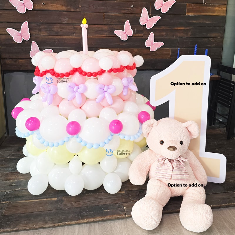 Giant 2-Tier Birthday Cake Balloon Sculpture (1.3m)