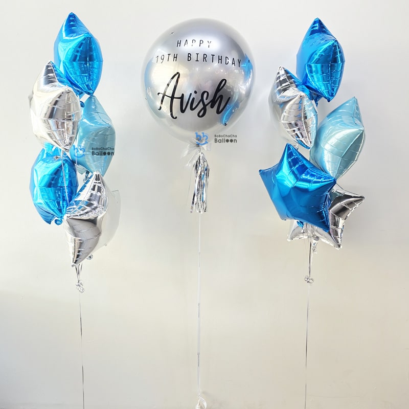 Alternative view of [24 inch Double-Layer Crystal Balloon] - With Star Foil Balloon Bouquet