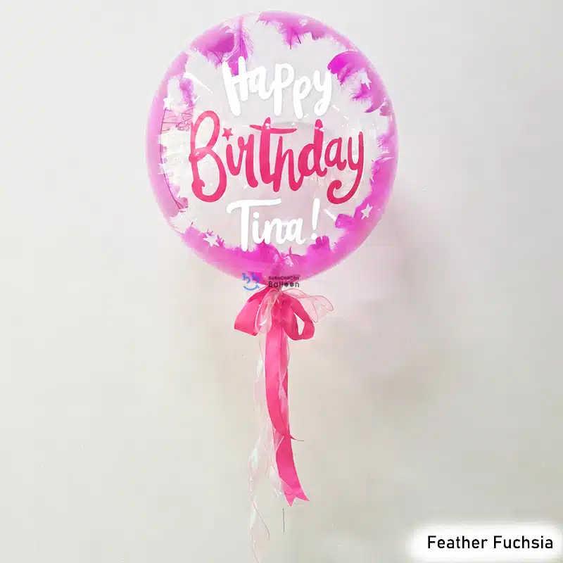 [24 inch Personalised Bubble Balloon] - Elegant Feathers