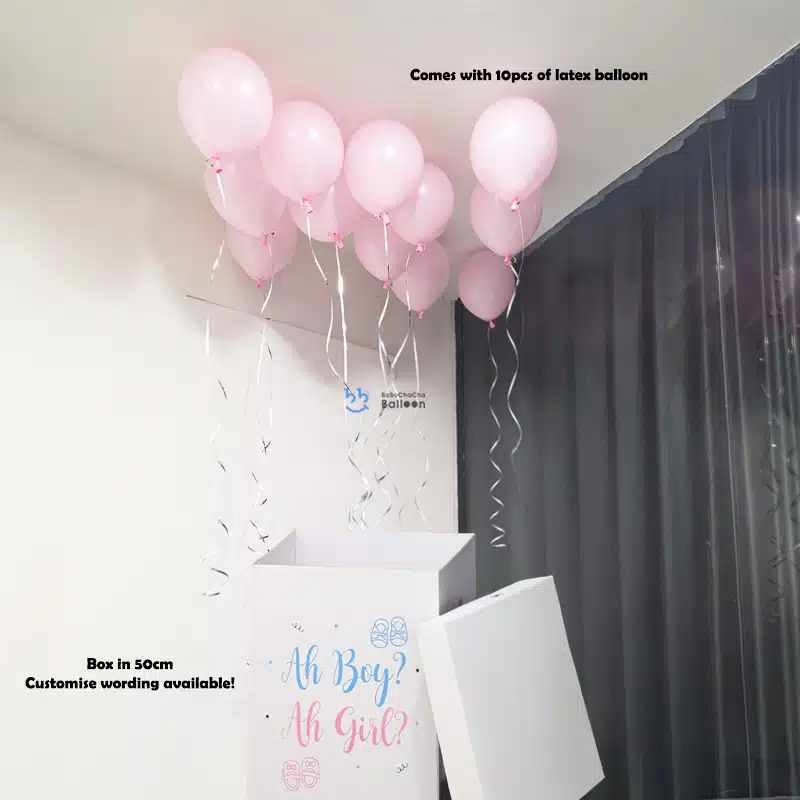 [Gender Reveal] - Surprise Box with 10pcs Helium Balloon (Boy or Girl)